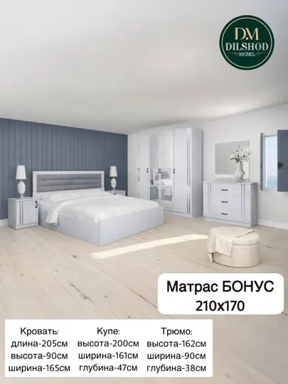 Спальный гарнитур (кровать + шкаф + трюмо)