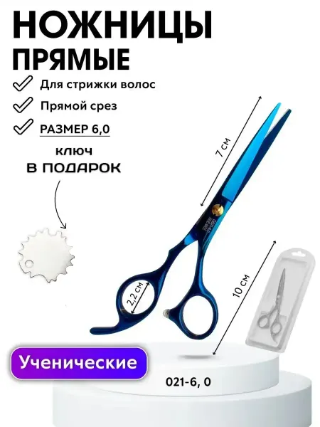 Charites Ножницы парикмахерские прямые 6.0 + ключ