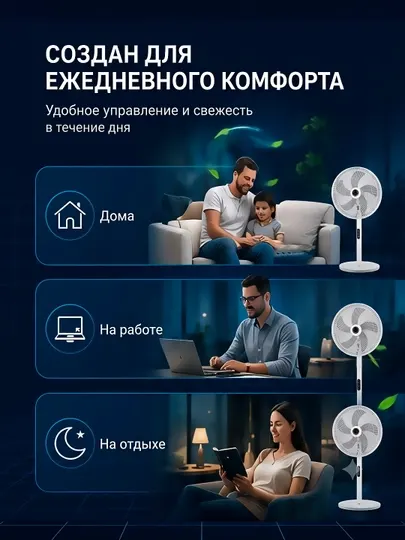 Вентилятор напольный с пультом, 8 скоростей, 40Вт, для дома и офиса - Вентиляторы