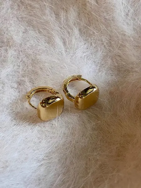 Серьги квадратные бижутерия под золото