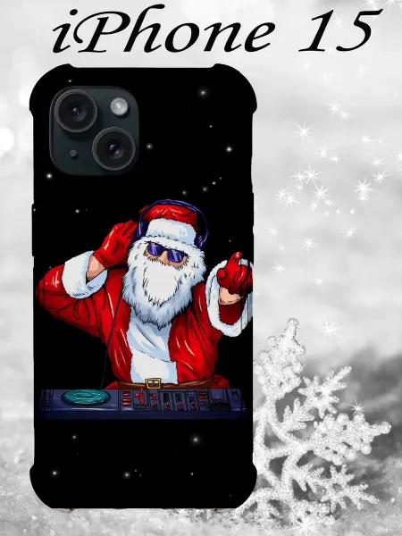 CaseShop_Ka чехол на iphone 15 с дедом морозом в очках