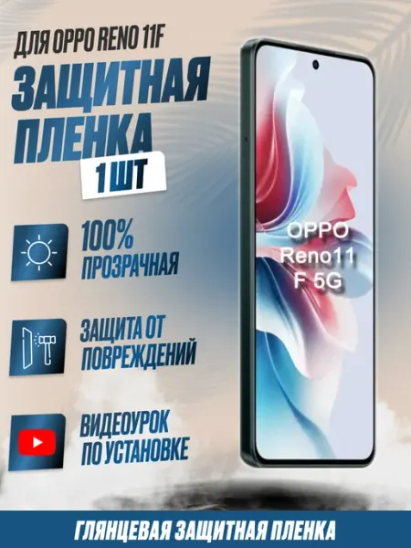 NikMarket Защитная плёнка для Oppo Reno 11F Глянцевая 1 шт