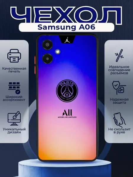 PRINTberries Матовый чехол на SAMSUNG A06 футбол PSG
