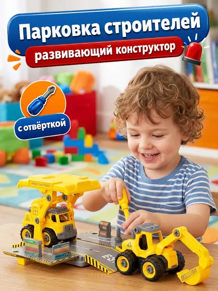 Lei Meng Игровой конструктор Парковка строительная машина с отверткой