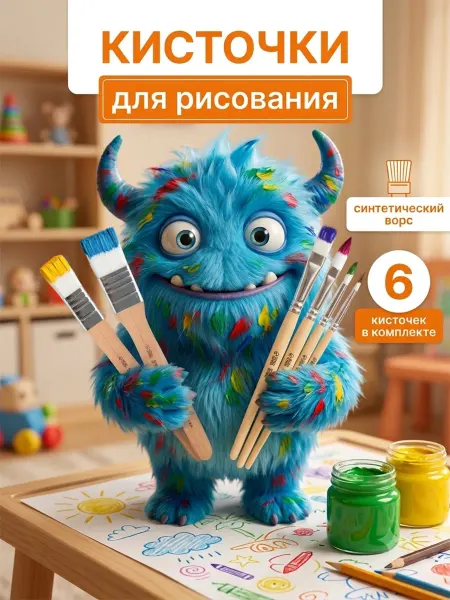 ARTLAVKA Набор художественных кистей для рисования, 6 шт синтетика