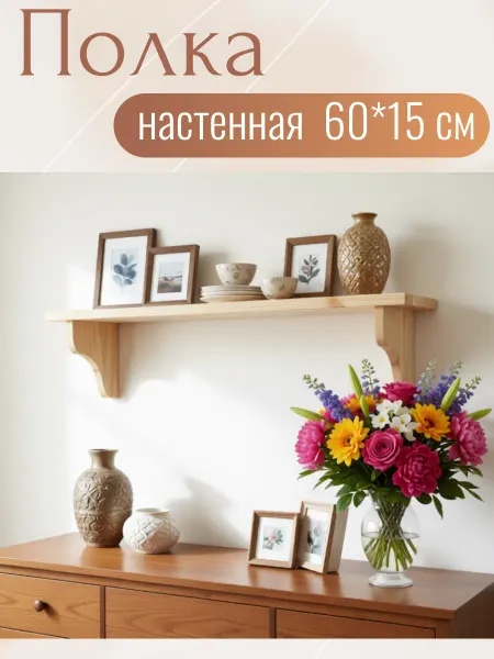 Икеа Полка настенная OVARP ОВАР, массив сосны, 60х15х17 см