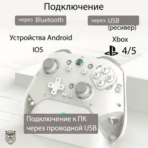 Геймпад с зарядной док станцией/Белый/ Универсальный
