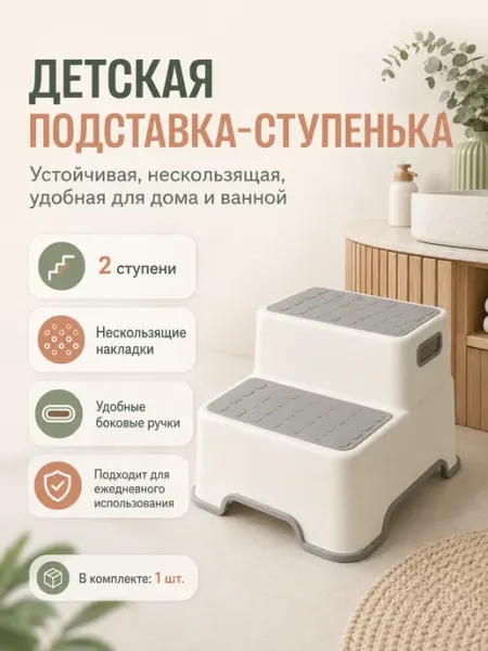 Детская подставка ступенька нескользящий табурет для ванной