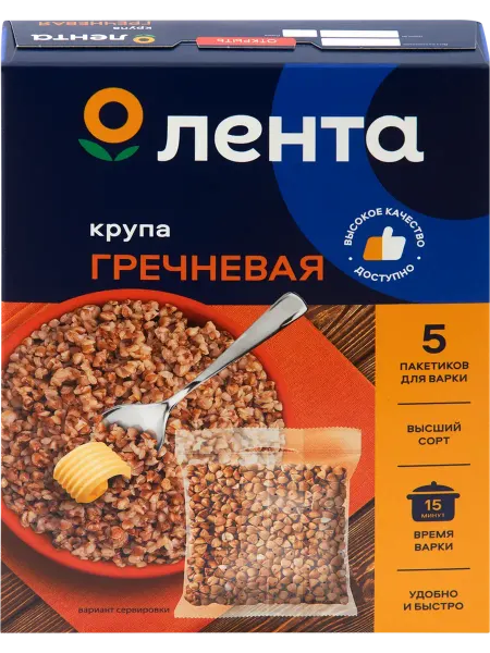 Крупа гречневая ЛЕНТА в пакетиках, 5х80г, 400г