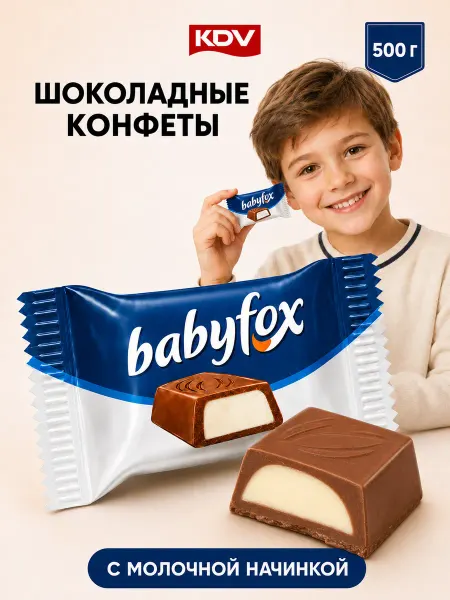 KDV Шоколадные конфеты Бэбифокс с молочной начинкой 500 г
