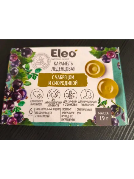 Плантико Карамель леденцовая с чабрецом и смородиной Eleo, 6 шт