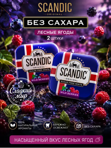 SCANDIC Конфеты без сахара Скандик освежающие ягоды