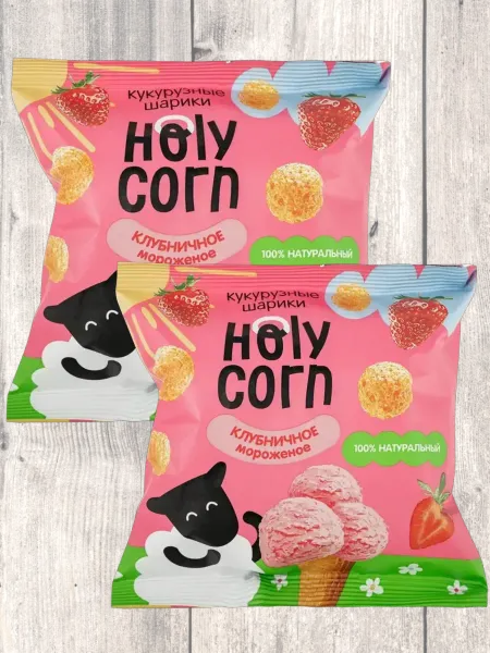 Holy Corn Кукурузные шарики "Клубничное мороженое" 2*30г