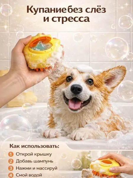 BANUIS2101 Силиконовая щетка для купания животных
