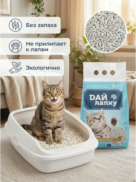 Дай Лапку Минеральный впитывающий наполнитель для кошачьего туалета