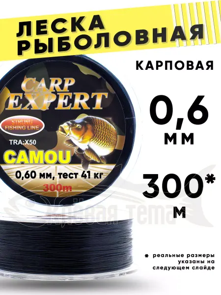 Клевая тема Леска рыболовная черная 0,6 мм для рукоделия бисера