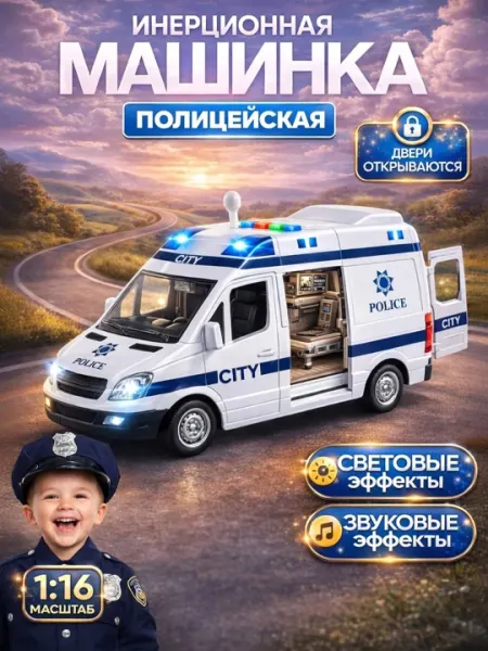 Набор игрушечных служебных машинок для детей 1:16, со световыми и звуковыми эффектами - Игрушечный транспорт