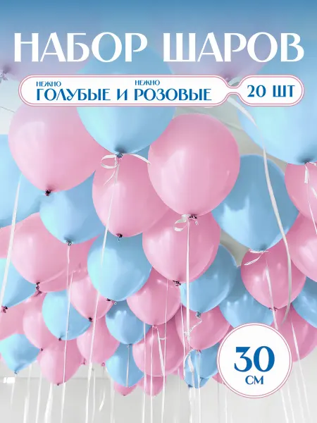 Твои Шарики Шарики для гендер пати белые голубые и розовые макарунс