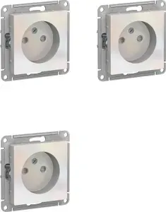 Механизм розетки без заземления со шторками жемчуг ATN000449 Schneider Electric AtlasDesign (комплект из 3 шт)