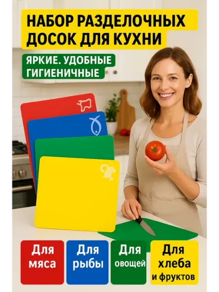 Геша Разделочные доски для мяса и овощей 4 шт