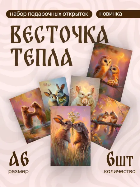 Весточка тепла А6 открытки к 14 февраля влюбленные