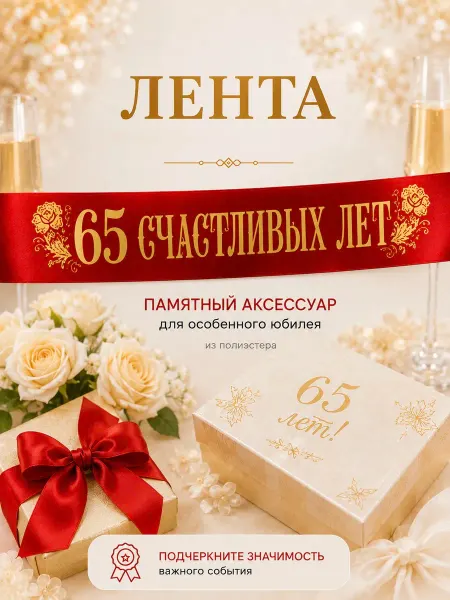 Издательская группа «Квадра» Лента Юбилей 65 счастливых лет 1шт