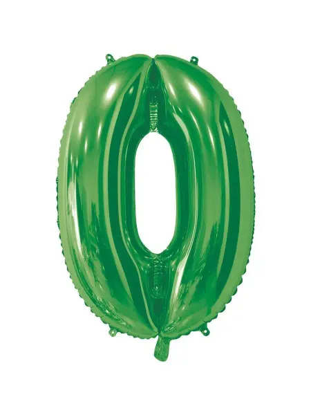 Весёлая затея Шар фольгированная 1 шт Цифра 0 Green 82 см