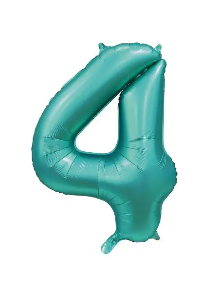 Весёлая затея Шар фольгированная 102см Цифра 4 Сатин Teal