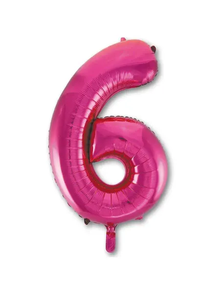 Весёлая затея Шар фольгированная Цифра 6 Fuchsia 102см