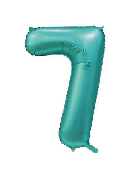 Весёлая затея Шар фольгированная 102см Цифра 7 Сатин Teal