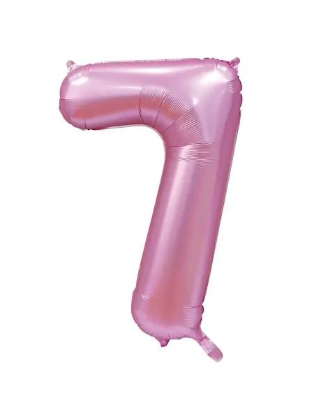 Весёлая затея Шар фольгированная 102см Цифра 7 Сатин Pink