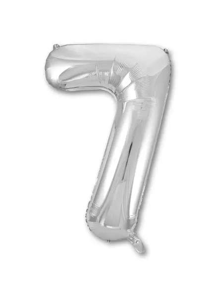 Весёлая затея Шар фольгированная 102см Цифра 7 Silver
