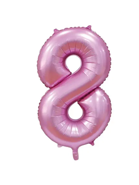 Весёлая затея Шар фольгированная Цифра 8 Сатин Pink 102см