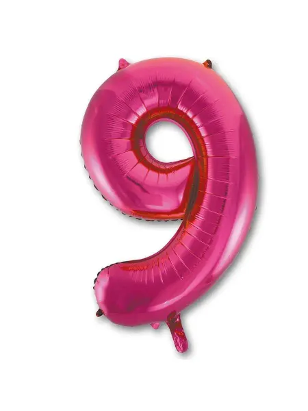 Весёлая затея Шар фольгированная 102см Цифра 9 Fuchsia