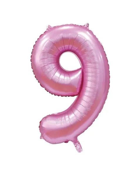 Весёлая затея Шар фольгированная 102см Цифра 9 Сатин Pink