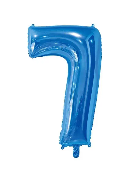 Весёлая затея Шар фольгированная 82см Цифра 7 Blue
