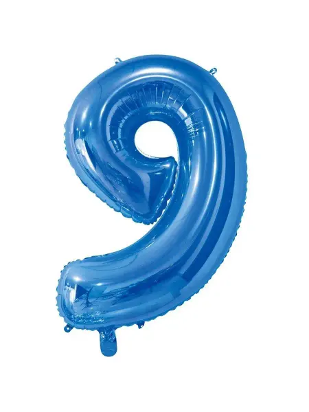 Весёлая затея Шар фольгированная 82см Цифра 9 Blue