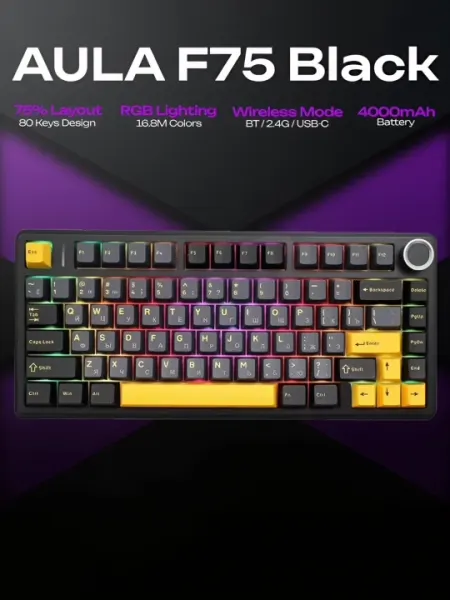 Игровая клавиатура AULA F75 Thunder Black (Rus)