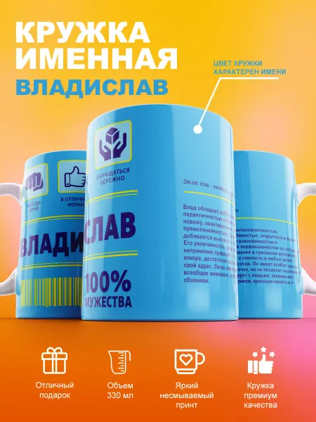 Cup-cup Именная кружка Владислав керамическая в подарок 330мл