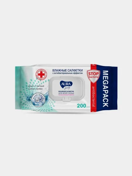 AURA" FAMILY Влажные салфетки для всей семьи big-pack с крышкой, 200 шт