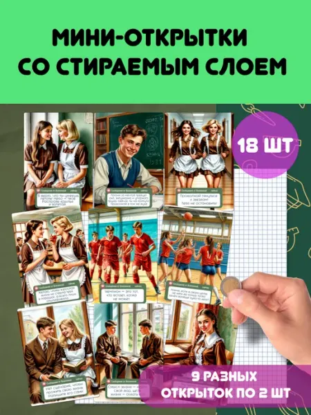 Малина-принт. Типография Мини открытки со стираемым слоем 18 шт