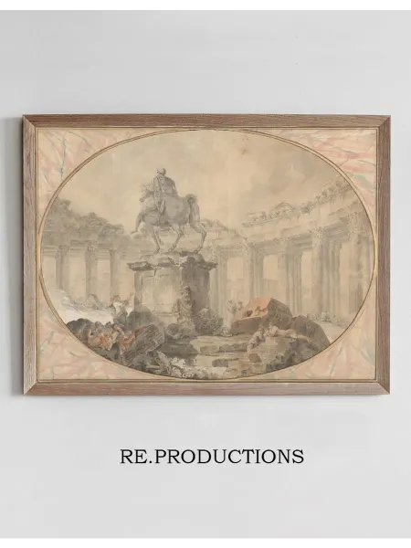 Re.productions Постер Equestrian Statue of Marcus Aurelius - Hubert Robert