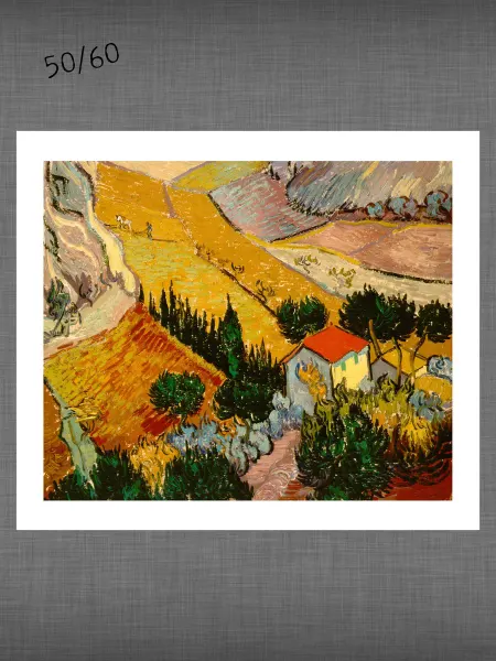 Past_today "Пейзаж с домом и пахарем", Ван Гог (искусст.полотно, 50х60)