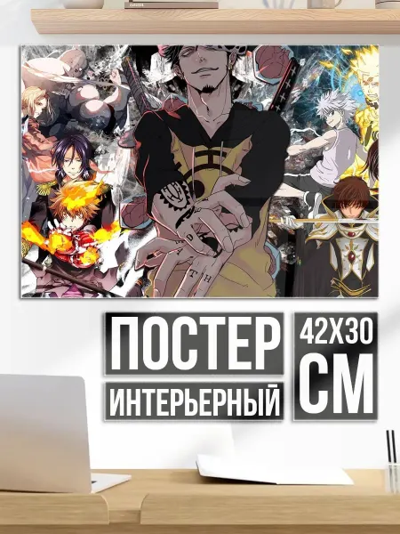 Плакат постер аниме коллаж персонажи