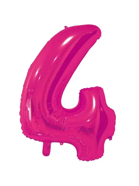 Весёлая затея Шар фольгированная Цифра 4 Fuchsia 82см