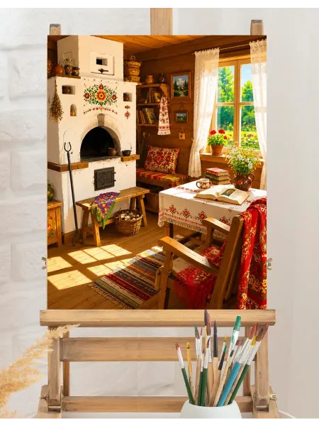 Art on Canvas Деревенский уютный дом Картина по номерам на холсте 40х50 см
