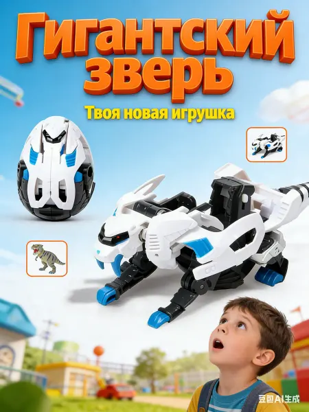 AUTODRIVE Игрушка яйцо динозавра КабАО бог Мира Бум трансформер