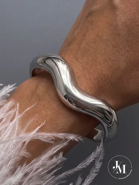 JewelryMeverly Браслет на руку бижутерия широкий волнистый