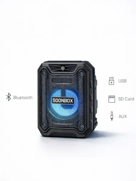 Беспроводная колонка Soonbox S9 Bluetooth, RGB подсветка, USB/SD/AUX, держатель для телефона
