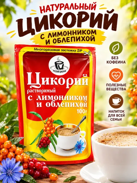 Русский цикорий Цикорий раст.дойпак zip лимонник облепиха 100г